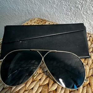 Dior Gold Aviator Sunglasses with Dark Lenses